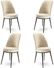 Καρέκλα Dexa Babyface (Σετ 4Τμχ) 240CHR1398 45x42x89cm Cream-Brown Μέταλλο,Ύφασμα