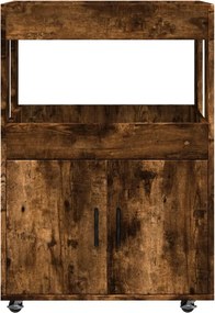 vidaXL Τρόλεϊ Μπαρ Καπνιστή Δρυς 60x39,5x89 εκ. Επεξ. Ξύλο