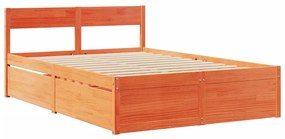 vidaXL Σκελετός Κρεβατιού Χωρίς Στρώμα Καφέ 140x190 Μασίφ Ξύλο Πεύκου