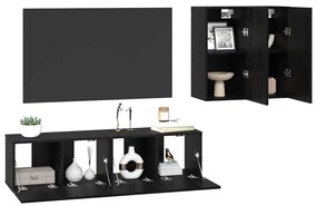 vidaXL Σετ Ραφιών Τηλεόρασης 4 pcs Μαύρη Δρυς 120 x 30 x 30 εκ.