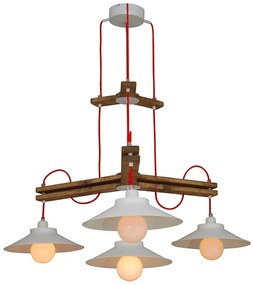 Φωτιστικό Οροφής Κρεμαστό HL-310P3 77-3159 Cahal White  Homelighting Metal,Wood