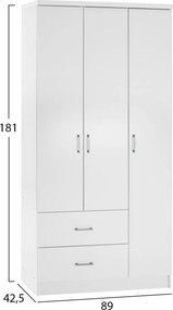 ΝΤΟΥΛΑΠΑ 3ΦΥΛΛΗ ME 2 ΣΥΡΤΑΡΙΑ CAESAR HM340.05 ΛΕΥΚΗ 89x42,5x181 εκ.