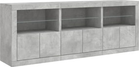 vidaXL Ντουλάπι με LED Γκρι Σκυροδέματος 181,5x37x67 εκ.