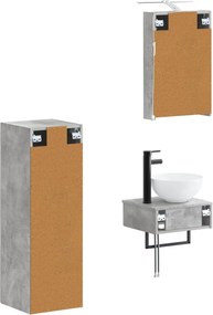 vidaXL Σετ Ντουλαπιών Μπάνιου 4 pcs Γκρι Σκυροδέματος