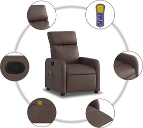 vidaXL Πολυθρόνα Μασάζ Ανακλινόμενη Καφέ από Συνθετικό Δέρμα