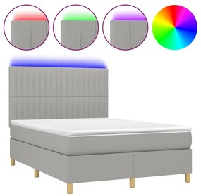 ΚΡΕΒΑΤΙ BOXSPRING ΜΕ ΣΤΡΩΜΑ &amp; LED ΑΝ.ΓΚΡΙ 140X190ΕΚ. ΥΦΑΣΜΑΤΙΝΟ 3135589