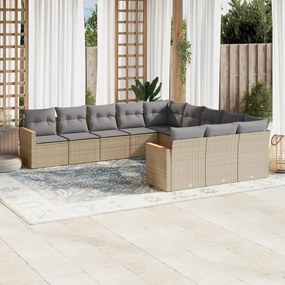 vidaXL Patio Sofa Set 11-θέσια Beige and Grey