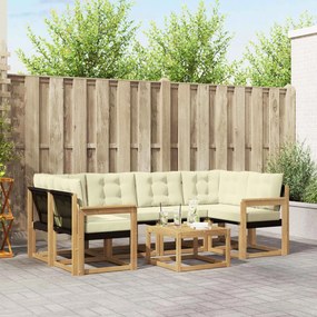 vidaXL Σειρά Καναπέ Εξωτερικού με μαξιλάρι 7 pcs Λευκό και Κρεμ