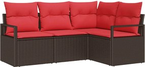 vidaXL Σετ Καναπέ 4 pcs Καφέ συνθετικό ρατάν