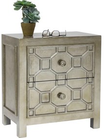 Κομοδίνο Alhambra Ξύλο Ασημί  58.5x37.5x65εκ - Ασημί