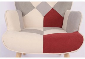Πολυθρόνα ArteLibre BRIAR Μπορντό/Γκρι Patchwork Ύφασμα/Ξύλο 73x69x96cm