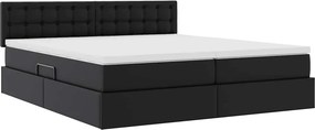 vidaXL Κρεβάτι Αποθήκης με στρώμα Μαύρο 200 x 200 cm Τεχνητό Δέρμα