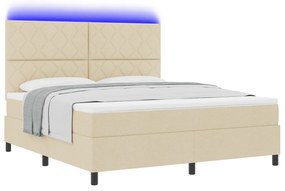 vidaXL Κρεβάτι με ελατήρια και στρώμα & LED σε κρεμ - 180 x 200 cm με υφασμάτινη βάση