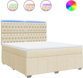 vidaXL Κρεβάτι Boxspring με Στρώμα Κρεμ 180x200 εκ. Υφασμάτινο