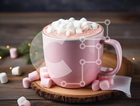 Σετ των 2 Intra Συλλεκτικό Ξύλινο Παζλ Plywood  4mm - Ροζ Κούπα ζεστή σοκολάτα με Marshmallows Σε Ξύλινο Κουτί - Διαστάσεις: 10x10 cm – 25 κομμάτια