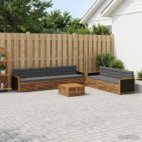 vidaXL Σειρά Καναπέ Εξωτερικού 8 pcs Φυσικό και Ανθρακί
