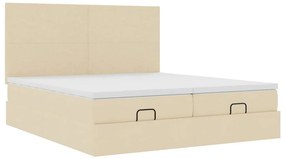 vidaXL Οθωμανικό κρεβάτι με στρώματα &amp; LEDs Κρέμα 200x200cm ύφασμα