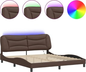 vidaXL Πλαίσιο κρεβατιού με LED χωρίς στρώμα Hvar Καφέ 180x200 εκ.