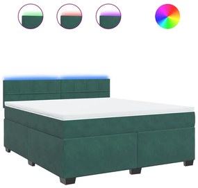 vidaXL Κρεβάτι Boxspring με Στρώμα Σκούρο Πράσινο 180x200εκ. Βελούδινο