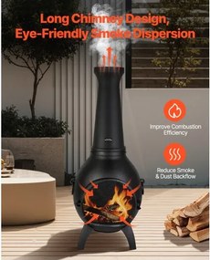 VEVOR 18 In Chiminea Outdoor Wood Burning Firepit with Grill Mesh &amp; Chimney Coat