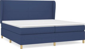 vidaXL Κρεβάτι Boxspring με Στρώμα Μπλε 200x200 εκ. Υφασμάτινο