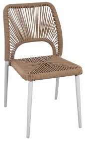 WHITE ALUMINUM CHAIR WITH PE ROPE BEIGE  45x63x82Y cm.