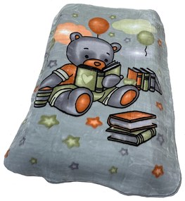Κουβέρτα Βελουτέ Κούνιας (110x140) Dimcol Studying Bear 38 Light Grey