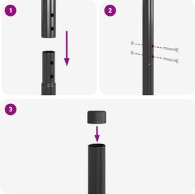 vidaXL Στύλος Περιφράξεων 2 pcs Γκρι Ατσάλι με Επικάλυψη Πούδρας