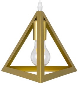 GloboStar® TRIANGLE 00615 Μοντέρνο Κρεμαστό Φωτιστικό Οροφής Δίφωτο 2 x E27 Χρυσό Μεταλλικό Πλέγμα Μ60 x Π22 x Y130cm