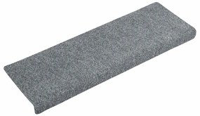 vidaXL Πατάκια Σκάλας 15 τεμ. Ανοιχτό Γκρι 65x21x4 εκ. Βελονιασμένο