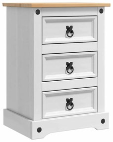 vidaXL Κομοδίνο με συρτάρι Λευκό 45 x 35 x 64 εκ. Στερεά ξυλεία πεύκου