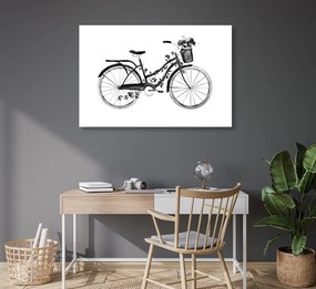 Ασπρόμαυρη απεικόνιση ενός ρετρό ποδηλάτου - 90x60