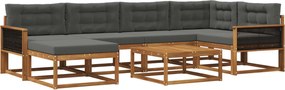 vidaXL Σειρά Καναπέ Εξωτερικού με μαξιλάρι 7 pcs Φυσικό και Ανθρακί