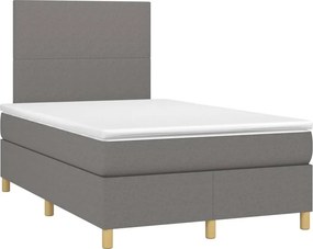 vidaXL Κρεβάτι Boxspring με Στρώμα Σκούρο Γκρι 120x190 εκ Υφασμάτινο