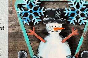 Σετ των 3 Intra απο ξύλο plywood 3mm-4mm πάχος Χριστουγεννιάτικο Snowman Shelf Sitter  Δίασταση 8x8 cm INTRAFABR-78909940