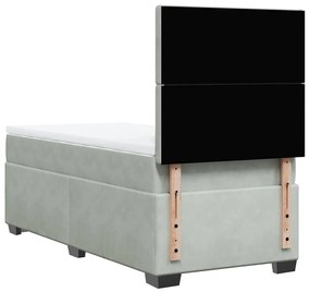 Κρεβάτι Boxspring με Στρώμα Ανοιχτό Γκρι 80x200 εκ. Βελούδινο - Γκρι