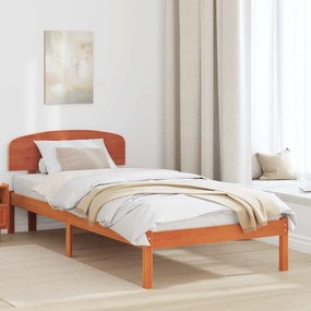 vidaXL Κρεβάτι με κεφαλαριό Κερωτό Καφέ 100x200 εκ Μασίφ ξύλο πεύκου