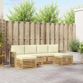 vidaXL Σειρά Καναπέ Εξωτερικού 6 pcs Λευκό και Κρεμ
