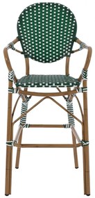 Σκαμπό Μπαρ C5794.01 Αλουμινίου Bamboo Look με Wicker Πράσινο - Λευκό 56x60x126 εκ. 56x60x126 εκ.