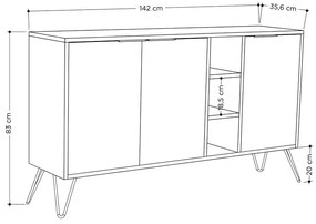 Ντουλάπι Ashburn 105, Ανοιχτό καφέ, Ανθρακί, 83x142cm, Αριθμός θυρών: 34cm, Πλαστικοποιημένη μοριοσανίδα | Epipla1.gr