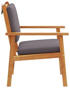 vidaXL Καρέκλα Κήπου με μαξιλάρι 2 pcs Ανθρακί Στερεό Ξύλο Ακακίας