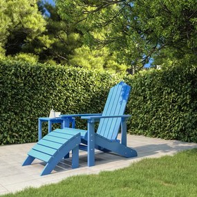 Καρέκλα Κήπου Adirondack με Υποπόδιο Γαλάζιο από HDPE
