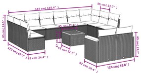 vidaXL Σετ Καναπέ Κήπου 13τεμ Μπεζ Συνθ. Ρατάν με Μαξιλάρια