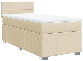 Κρεβάτι Boxspring με Στρώμα Κρεμ 90x200 εκ.Υφασμάτινο - Κρεμ