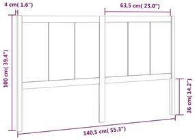 vidaXL Κεφαλάρι Κρεβατιού 140,5 x 4 x 100 εκ. από Μασίφ Ξύλο Πεύκου
