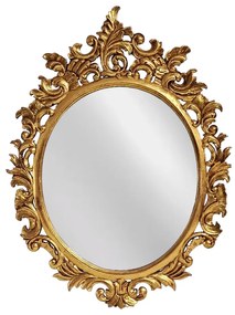 Artekko Mirroki Ξύλινος Oval Χρυσός Σκαλιστός Καθρέπτης Τοίχου (110 x 85)cm - 667-4008-A - 667-4008-A