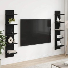 vidaXL Ράφι Τοίχου 2 τμχ. Μαύρη Δρυς 22 x 15 x 100 εκ
