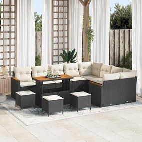 vidaXL Σετ Καναπέ Κήπου με μαξιλάρι 13 pcs Μαύρο Πολυ Ρατάν