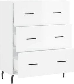 vidaXL Ντουλάπι Γυαλιστερό Λευκό 69,5x34x90 εκ. Επεξεργασμένο Ξύλο