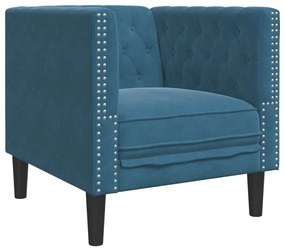 vidaXL Πολυθρόνα Chesterfield Μπλε Βελούδινη